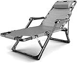 Sonnenliege Gartenstühle Faltbarer Liegestuhl Zero Gravity Chaise Lounges Patio, Klappstuhl Outdoor Verstellbare Liege, Strand Camping Tragbarer Stuhl, Schwere Menschen (Farbe, Grau),Grau