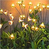 Solarlampen für außen, Firefly Solar-gartenlichter 4 Stück Solarleuchten Gartendeko mit 10 LEDs, 8 Modi, IP65 Wasserdicht Solar Glühwürmchen Gartenlichter für Yard Patio, Rasen, Balkon, Weihnachtsdeko