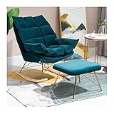 Einzelsofa Lazy Sofa Einzelsofa Schaukelstuhl Freizeit Balkon Liegestuhl Kleine Wohnung Wohnzimmer Schlafzimmer Kleiner Rückensessel Schlafsessel Sofabett (Color : Dark Green, Size : Sofa Chair+Foot