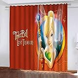 QROXY Tinkerbell Elf Verdunkelungsvorhang Wasserdichter Stoff Gardinen Für Kinderzimmer,Ösen Oben Für Gardinen,3D-Digitaldruck 100% Polyester (15,280×245BxH=140×245cm×2)