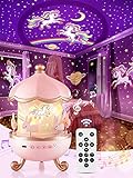 LED Sternenhimmel Projektor Kinder,Spieluhr Baby Mädchen,Dimmbar Einhorn Nachtlicht Kinder Lampe Batteriebetrieben,Nachtlicht Baby Akku Lampe Kawaii Deko Kinderzimmer Einhorn Geschenke für Mädchen