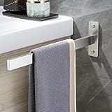 Gsocel Handtuchhalter Bohren Einarmig Handtuchhalter Eckig Handtuchstange 304 Edelstahl GebüRstet Badetuchhalter Wand für Bad und KüChe Silber 38CM