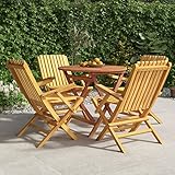 CIADAZ 5-TLG. Garten-Essgruppe Massivholz Teak, Gartenmöbel Set, Terassenmöbel Außen, Möbelsets, Balkonset, Balkonmöbel Set, Garden Furniture, Essgruppe, Tisch- Und Stuhl Set, Garden Lounge,