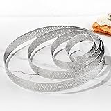 Guowall Perforiertes Tortenring-Set, Muffinringe Kuchenform Edelstahl Gebäckringe zum Backen von Crumpets Desserts (6/10/15/20cm runde Ringe, 4 Stück)