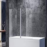 SONNI Duschtrennwand 120x140cm (BxH) mit Stabilisator,Duschwand Badewannenaufsatz, Duschwand für badewanne