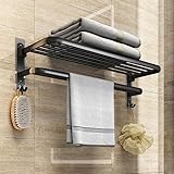 Handtuchhalter,Wandmontage Handtuchhalter Ohne Bohren Bad Mit 2 Handtuchstangen,Selbstklebend Handtuchhalter Bad,Badetuchhalter,Handtuchregal Für Bad Küche,Aluminium Badetuchhalter, (40CM)