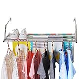 Wäscheständer Clothes Drying Rack Waschenstaender Wäschetrockner Balkon , Ausziehbare 360°-Rotationsschienen Aus Edelstahl - 10-stufiger Socken-Aufhänger, Haushaltsbedarf Für Socken, Unterwäsche