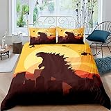 sonicpony Bettwäsche-Set für Jungen, Doppelbett, Dinosaurier-Bettbezug, Bettwäsche-Set, 3D, Teenager, Herren, Mikrofaser, 1 Bettbezug mit Reißverschluss, 2 Kissenbezüge, keine Bettdecke (Dino9, Twin)