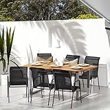 ZEYUAN Gartenstühle 6 STK Hochlehner, Wetterfest Stuhl, Campingstühle, Lehnstühle, Garden Chair, Stahl und Textilene Schwarz