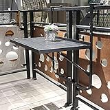 Hängender Balkontisch aus Metall, schwarz, klappbarer wandmontierter Klapptisch, hängender Kleiner klappbarer Wandtisch, höhenverstellbarer Tisch mit 3 Gängen für 2 Personen