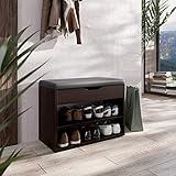 RICOO Schuhbank mit Sitzfläche & Stauraum Aufklappbar 60x42x30cm Dunkelbraun Pressholz, Schuhregal WM032-EB-A Schuhschrank mit Sitzbank Flur Bank Schuhablage Garderobenbank Sitzbänke & -truhen