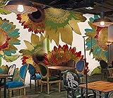 Benutzerdefinierte Tapete Nordisches Minimalistisches Modernes Fernsehwand Des Sonnenblumenparketts-430Cmx300Cm