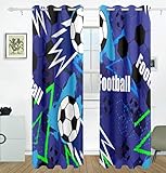 AOKLEY Verdunkelungsvorhang mit Öse Farbe & Fußball Wärmeisolierende Vorhänge, Geräuschdämpfende Vorhänge für Wohnzimmer Kinderzimmer,2er Set Größe:170cm(B) x200cm(H)