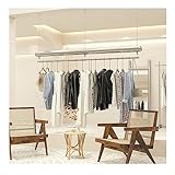Hängender Decken-kleiderständer Aus Edelstahl für Bekleidungsgeschäfte, Kreativer, Höhenverstellbarer Kleiderständer, Geeignet (Silber)