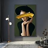 Kunst Das Bild Für Poster Und Drucke Vintage Gold Farbe Cover Gesicht Frau Wandkunst Moderne Wohnzimmer Wanddekoration Cuadros 20x30cm ohne Rahmen