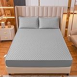 Spannbettlaken 120 * 200 cm, Eisseiden-Latex-Bettlaken mit Kissenbezug, Cooler Sommer-Matratzenschutzbezug für Erwachsene, Schlafzimmer für Kinder, hellgrau