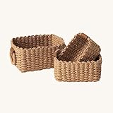 La Jolíe Muse Korb Aufbewahrung,Korb Geflochten Klein,3er Set Baskets,Organizer Körbchen in Shelf, Kinderzimmer, Schlafzimmer, Gelb