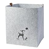 luxdag Aufbewahrungskorb aus Filz (Größe & Motiv wählbar) - Aufbewahrungsbox für Spielsachen - Kinderzimmer Spielkiste faltbar - Korb mit PU Ledergriffen
