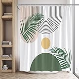 HYFBH Nordic Wind Abstrakte Kunst Boho Duschvorhang Wasserdicht Polyester Morandi Farbblock Vorhänge für Badezimmer Dekor Vorhang 180x180cm/WxH Vorhänge