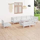 DCRAF Gartenmöbel-Set 8-tlg. Kiefer massiv weiß