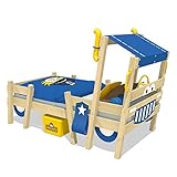 Wickey Kinderbett Hausbett Crazy Sparky Pro - Blaue Plane Holzbett 90 x 200 cm