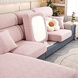 Sofa Sitzkissenbezug Stretch Sofa Schonbezug Sofasitzbezug Für 3/4/2/1 Sitzer/Ecksofa/L Form Couch-Kissenbezug Elastisch Sofa Husse Überzug Bezug Sitzbezüge Kissenbezüge ,Pink-Chaise（160-190cm)