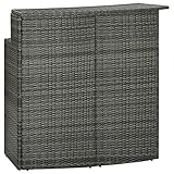 Homgoday Garten Bartisch mit 2 Ablageflächen Gartentisch Balkontisch Terrassentisch Stehtisch Bistrotisch Partytisch Bistrotisch Grau 120x55x110 cm Poly Rattan