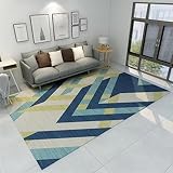 Mädchen Teppich Kinderzimmer Teppich Balkon Outdoor Teppichboden Dunkelblau Minimalist Isches Streifen Muster Teppichboden Für Das Schlafzimmer Weich 100X160Cm Teppiche Fürs Kinderzimmer Blau
