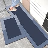 Aoojlo KüChenteppich, KüChenläUfer, Teppich LäUfer KüChe, KüChenläUfer KüChenteppich Waschbar rutschfest, KüChen Teppiche, TeppichläUfer, KüChenteppiche, Kitchen Mat, KüChenmatte Blau, 50x80cm