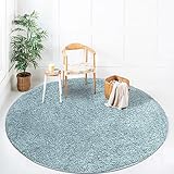 payé Teppich Rund Hochflor Shaggy - 120x120cm - Türkis Einfarbig Uni Flauschig Modern Boho Wohnzimmer Schlafzimmer Deko Teppiche Weich Schlafzimmer