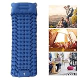 NDNCZDHC Selbstaufblasende Camping-Isomatte, Tragbare Selbstaufblasende Pads, Leichte Camping-Schlafmatte Mit Kissen Für Outdoor-Wanderungen Und Rucksackreisen(BLAU)