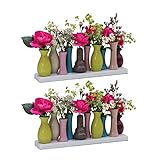 Jinfa Handgefertigte kleine Keramik Deko Blumenvasen 2 Set aus 10 Vasen in bunt