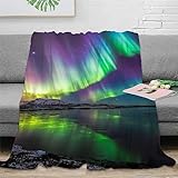 ZHIVIQ Aurora Borealis Überwurfdecke, Dünne Weiche Flauschige Gemütliche Fleecedecken, Polarlichter Große Tagesdecke Bettdecke Couch Sofa Überwürfe 40x50inch(100x130cm)