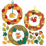 Baker Ross AX281 Herbst Kränze Bastelset für Kinder - 3 Stück, Kreativsets und Bastelbedarf für Kinder zum Dekorieren in der Herbstzeit