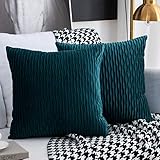 Sunia Kissenbezüge 40x40 cm Set mit 2 Samt Moderne Kissenbezüge dekorativen quadratischen rechteckigen Kissenbezüge für Couch Bett Sofa Stuhl Schlafzimmer Wohnzimmer, Blaugrün