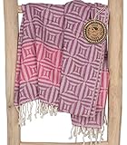 ZusenZomer Hamam Handtuch XL Square 100x200 100% Baumwolle - Hamamtuch Badetuch Fouta Saunatuch Groß Handgewebt Hammam Tücher (Rosa)