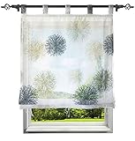 LiYa Raffrollo mit Schön Feuerwerk Druck Design Raffgardine Voile Transparent Vorhang (BxH 120x150cm, Grau)