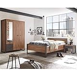 Lomadox Komplettset Schlafzimmer im Industrial Design Stirling Oak Nb. und Anthrazit, Kleiderschrank mit Bett 140cm und Nachttisch