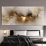 Graue gelbe Wolke, abstraktes Ölgemälde auf Leinwand, Wandkunst für Wohnzimmer, Leinwandkunstwerk, moderne Kunst, großes Poster und Druck, 60 x 120 cm, rahmenlos