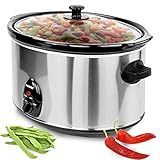 Syntrox Germany Slow Cooker Schongarer 8 Liter mit Warmhaltefunktion, Glasdeckel und robuster Keramikschüssel – 380 Watt