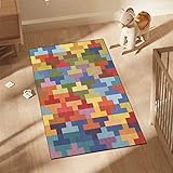 BEAUUP Moderner Teppich Teppich,Flächenteppich,Farbige geometrische Quadratspleißung rutschfeste dekorative Teppichmatte,für Schlafzimmer,Bett,Wohnzimmer,Küche,120 * 160CM (80160CM)