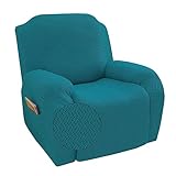 FANSU Stretchhusse für Relaxsessel Sesselbezug, 1 Sitzer Sesselschoner für Recliner Stuhl Sessel, Jacquard Stretch Sofabezug, Dick Elastisch Bezug für Fernsehsessel Liege (Türkis,1 Sitzer)