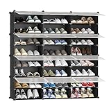 JOISCOPE Portable Schuhablage Organizer Tower, Schwarz mit transparenten Türen, Staubdichtes Schuhschrank, Modular Cabinet Regale für platzsparende, Schuhregal Regale für Schuhe(3 * 8)