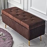 Samt-Aufbewahrungsbank, platzsparende Aufbewahrung, osmanische rechteckige Bank, Bequeme Polsterbank, Moderne Sitzbank, Schuhbank für Eingangsbereich, Wohnzimmer, Esszimmer,C,80CM