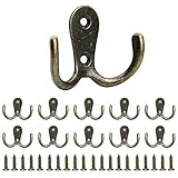 Tslinc 10er Set Kleiderhaken Vintage, Massive Antik Doppel-Haken, Retro Haken Wand Metall Huthaken Mantelhaken für Garderobenhaken Küche Schrank Badezimmer (Vintage Bronze)