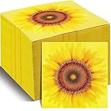 Colarr 100 Stück 2-lagige Sonnenblumen-Dessert-Servietten, gelbe Blumendekoration, Cocktail-Servietten, dekorative Einweg-Papier-Sonnenblumen-Servietten für Geburtstagsparty, Getränke, 16.5x16.5 cm