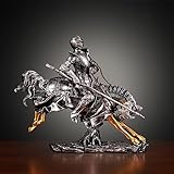 BIZOLE Familien Kunstskulptur – Tischfigur, Heimbüro Dekorationsstatue, Ritterstatue, Ornament Rüstung, Skulptur Auf Pferd, Sammlerstück, Dekofigur, Heimdekoration, Geschenk (Color : B)