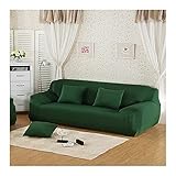Daesar Überwürfe Sofabezug Elastische Polyester, Sofaüberwürfe Wasserdicht 3 Sitzer Modern Dunkelgrün Couchbezug Eckcouch 195-230