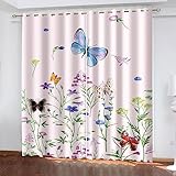 HYFBH Blumen-Schmetterlings-Vorhänge für Wohnzimmer, Vorhänge, Heimdekoration, Wohnzimmer-Vorhang, Küchenvorhänge, Vorhänge für Schlafzimmer WxH/2x75x205cm ösen gardinen