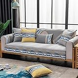 Couch Cover Wohnlandschaft,Warme Sofakissenbezug,rutschfeste Sofabezüge im chinesischen Stil,Schildbezug für Stoff-/Ledercouch,grau,90*180cm